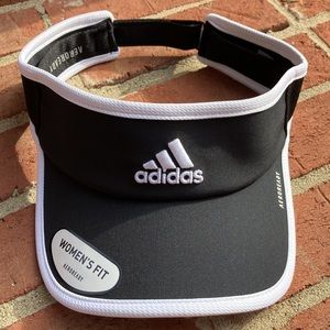 Adidas Aeroready Black/White Trim Logo Women’s Fit Adjustable Visor
